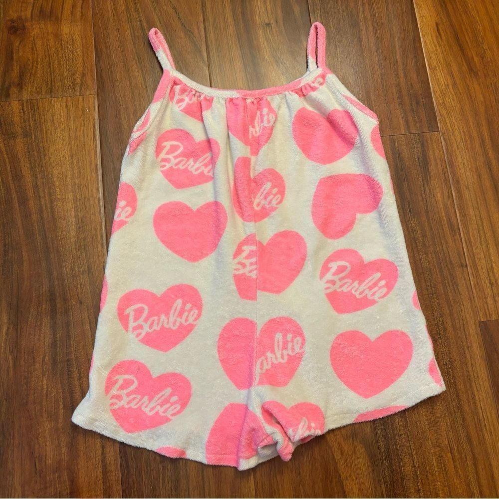 Barbie Zara white/pink terrycloth beach/pool swim cover up romper